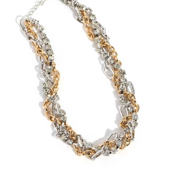 Paparazzi Gold and Silver Twisted Rope Necklace Totally Two-Toned Multi Jewelry - Picture 1 of 5
